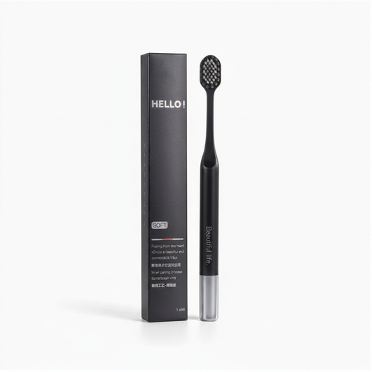 Hello Black Toothbrush White Background