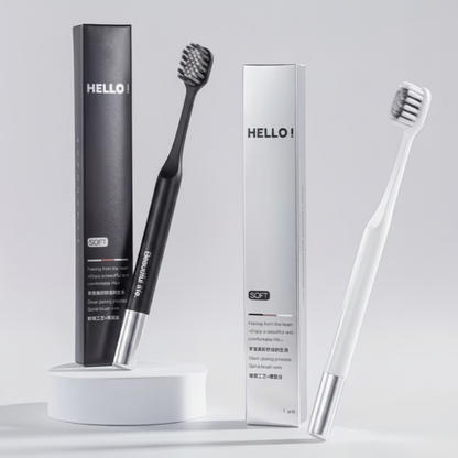 Hello Toothbrush Angled White Background
